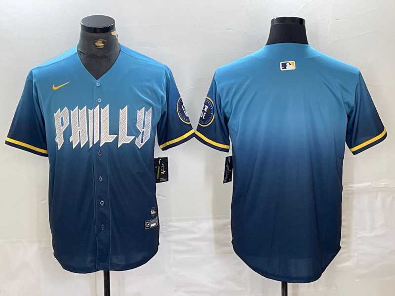 Mens Philadelphia Phillies Blank Blue 2024 City Connect Limited Stitched Jersey->philadelphia phillies->MLB Jersey